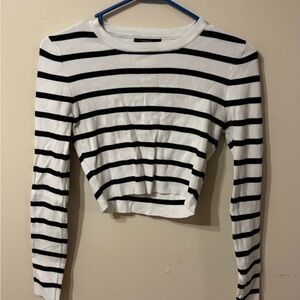 forever 21 striped long sleeve crop top
